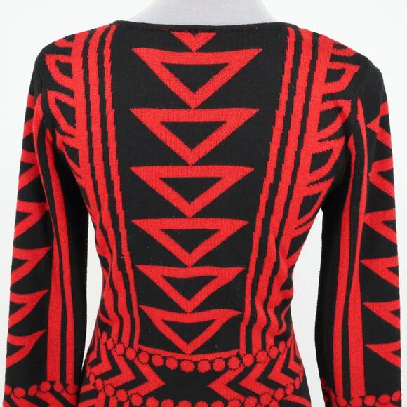 Derek Heart Sweater Dress Womens Large Black Red Metallic Scoop Neck Bodycon - Picture 9 of 11